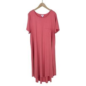Lularoe Carly High Low Short Sleeve Dress in Pink/Coral Size Large